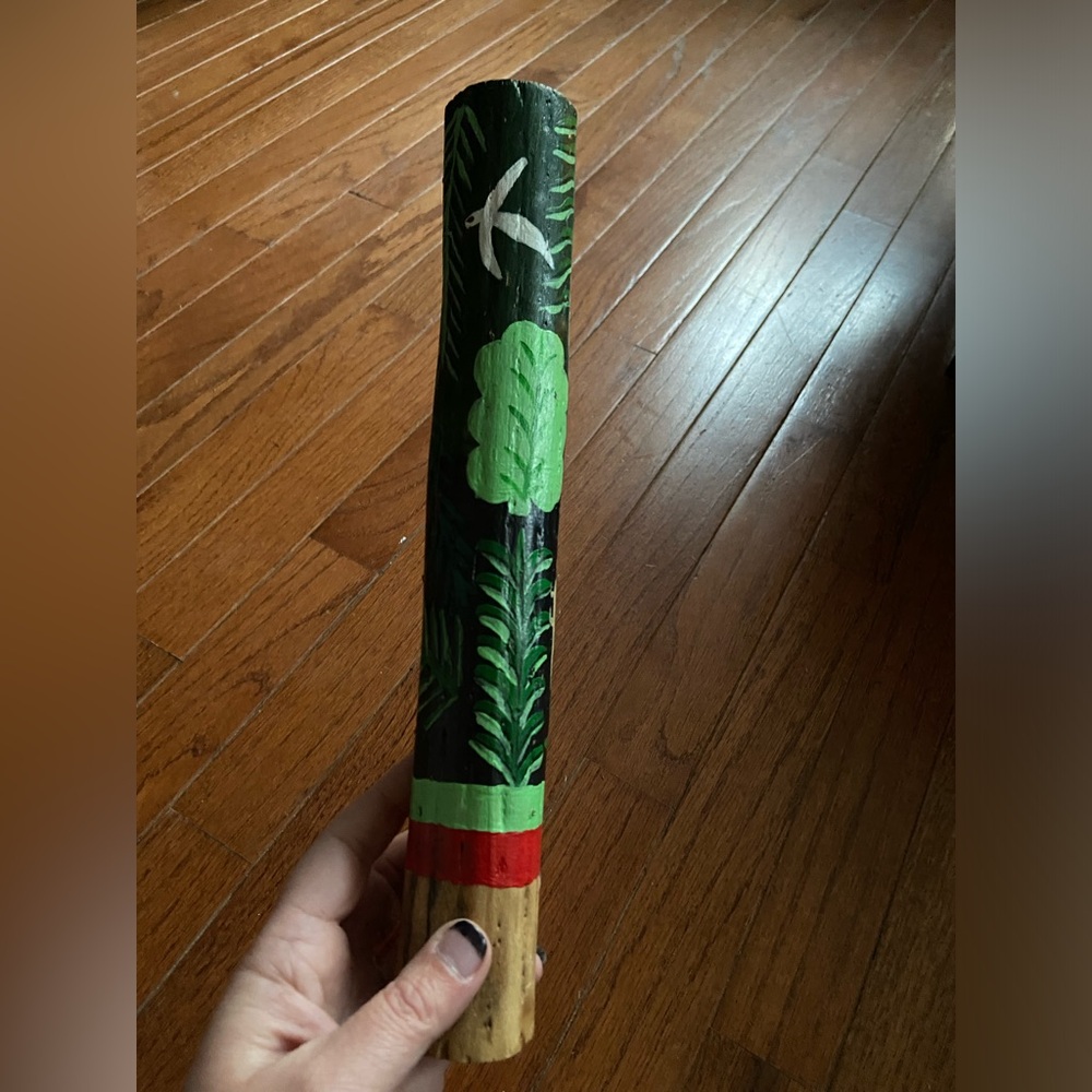 Chilean RAINSTICK. Painted with Bright Colors Plants and Animals!